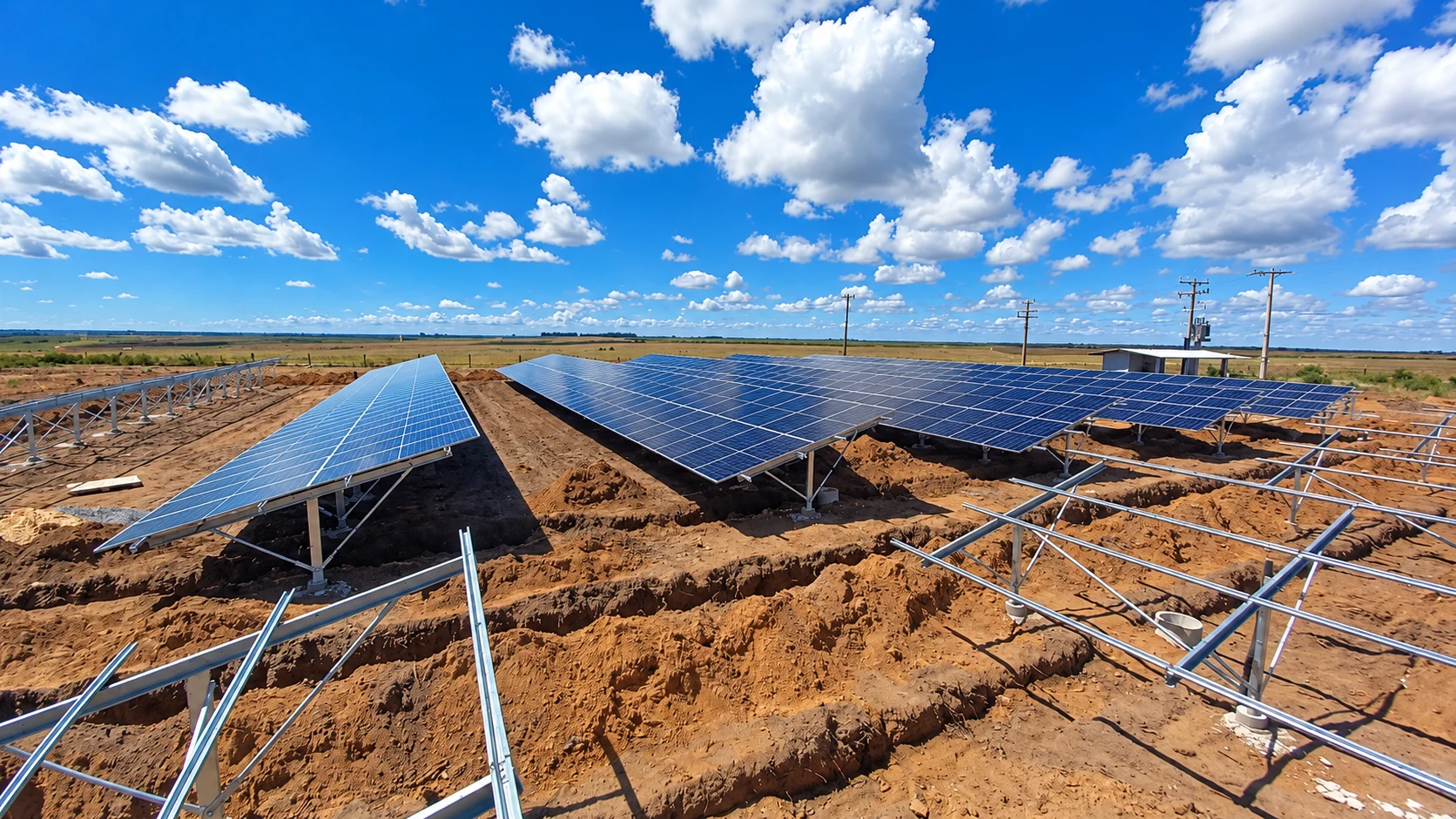 Usina solar em fase de construção